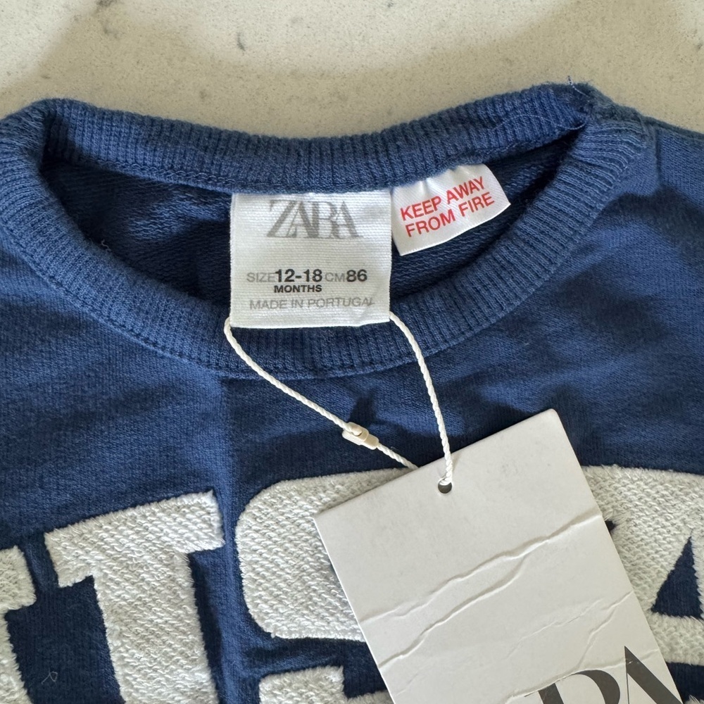 NWT Zara girls navy blue knit patriotic 4th of July USA dress size 12-18 months - Picture 4 of 4